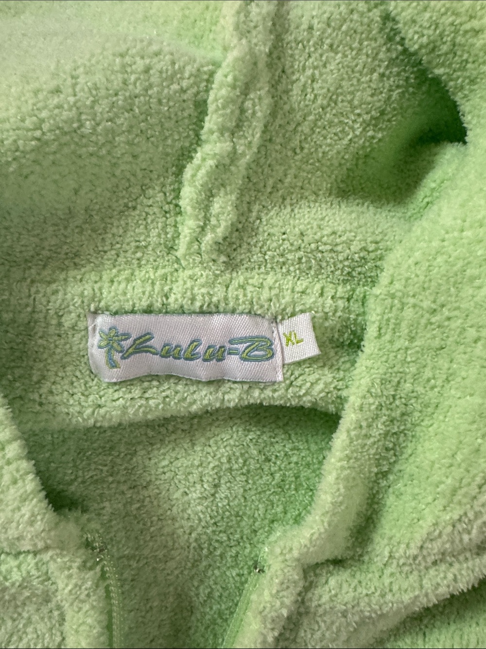 Lulu-B Plush Zip-Up Hoodie in Light Lime Green - Picture 2 of 3